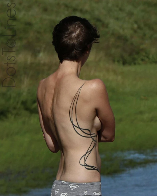 Linework tattoo on Ribcage