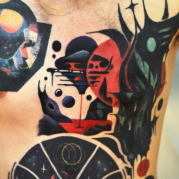Abstract Geometric, Celestial tattoo on Chest