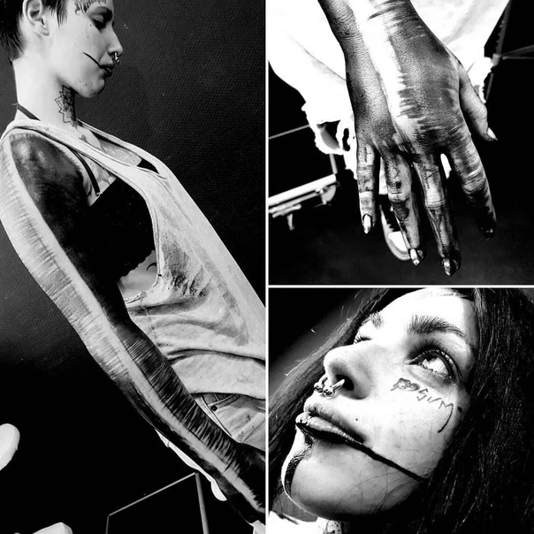 Blackout Abstract tattoo on Full Sleeve