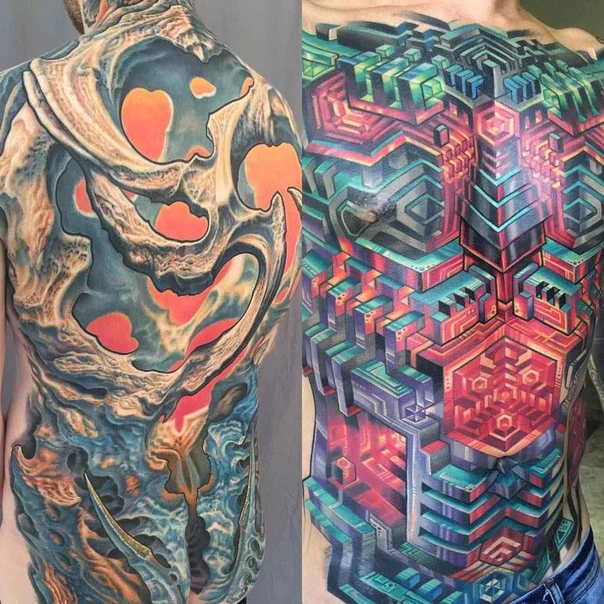 Abstract Abstract shapes, Geometric patterns tattoo on Full Back