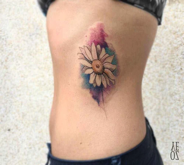 Watercolor Flower tattoo on Side