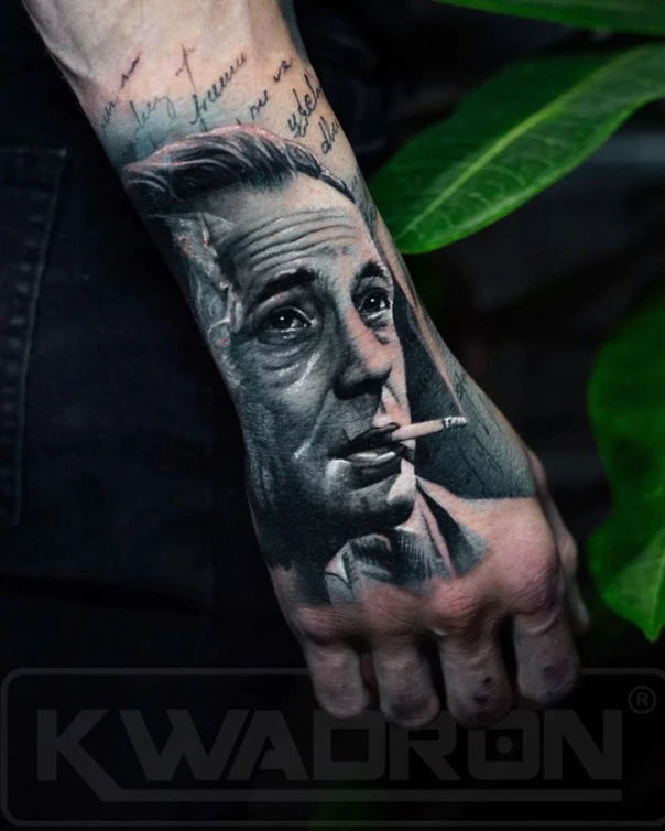 Realism Portrait, Cigarette tattoo on Forearm