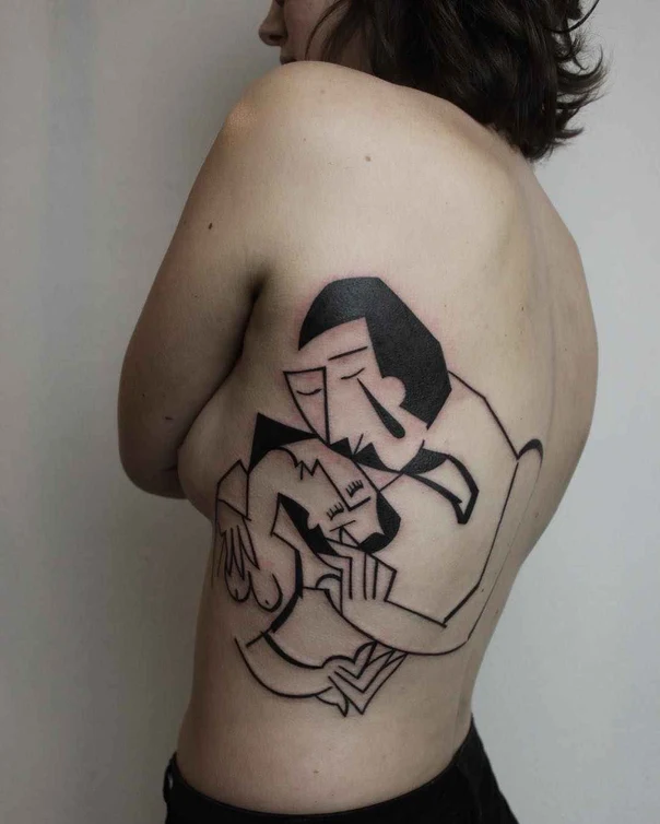 Abstract People tattoo on Ribcage