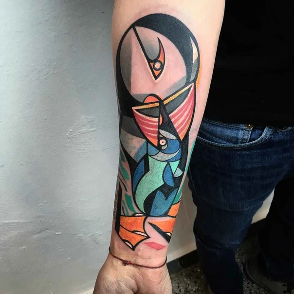 Abstract Bird tattoo on Forearm