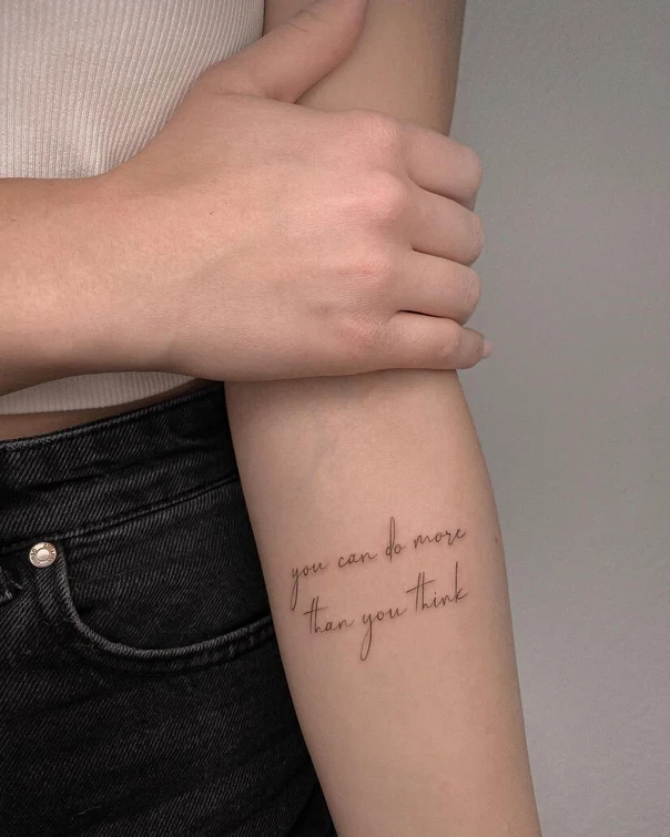 Calligraphy Lettering tattoo on Forearm