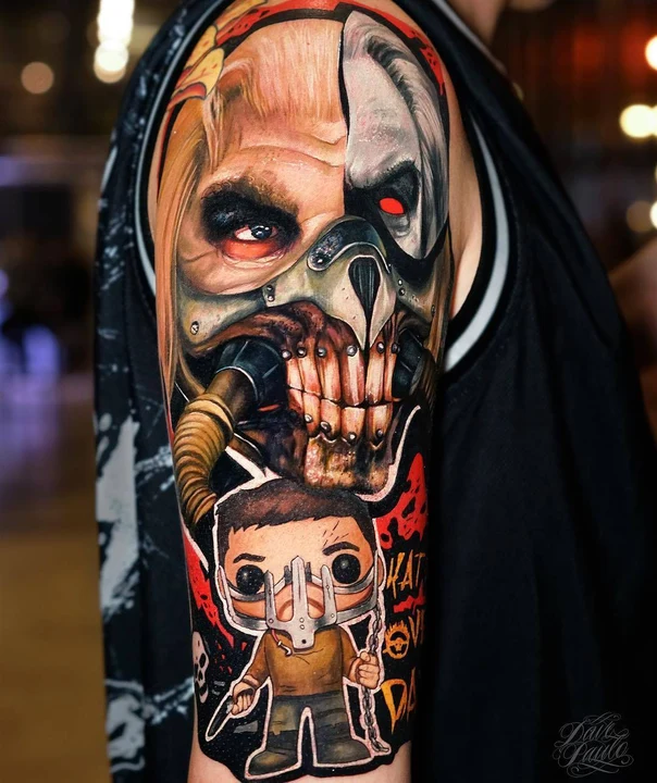Realism Face, Character tattoo on Full Sleeve