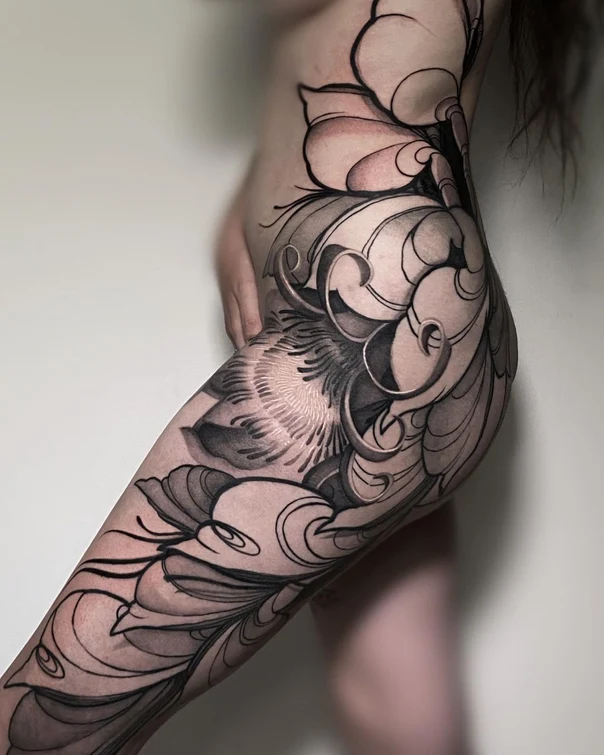 Ornamental Floral, Abstract tattoo on Side