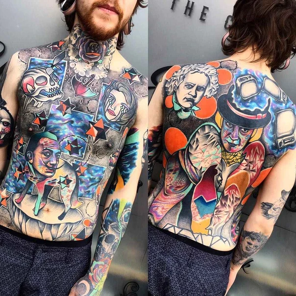 Illustrative Portrait, Skull tattoo on Full body
