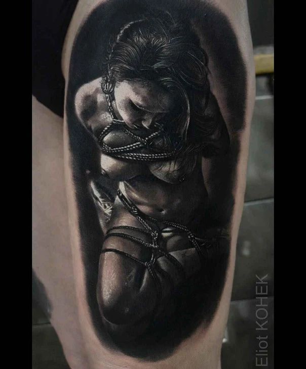 Realism Figure, Rope tattoo on Thigh