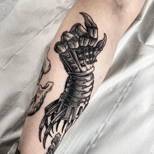 Biomechanical Hand, Mechanical tattoo on Forearm