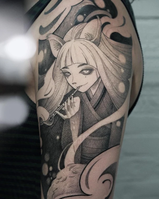 Anime Fox, Character tattoo on Upper Arm