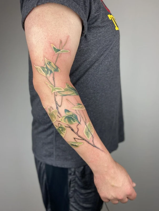 Botanic Leaves, Branch tattoo on Forearm