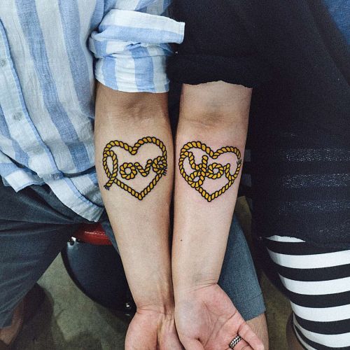 Переводная временная татуировка Сердце Love - неоновая тату