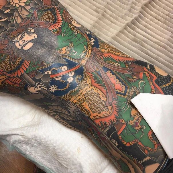 Japanese Dragon, Warrior tattoo on Full Back