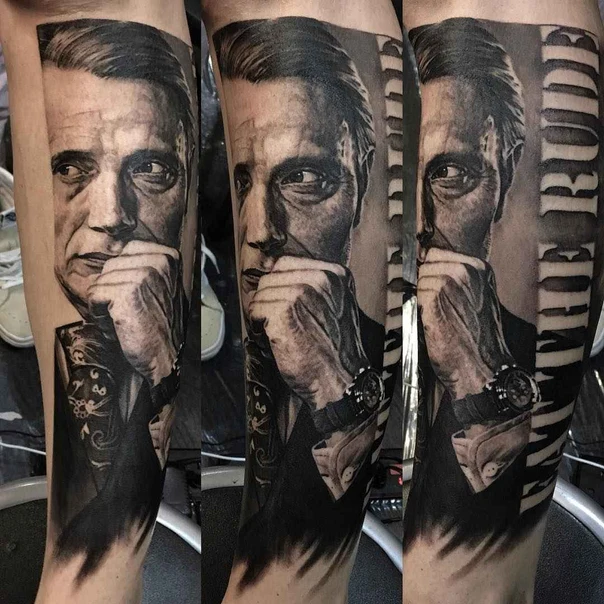 Realism Portrait, Man tattoo on Forearm