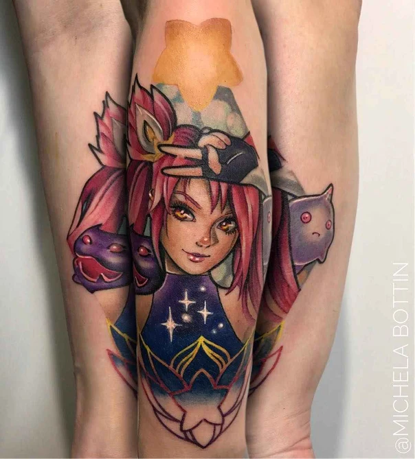 Anime Anime character, Stars tattoo on Calf