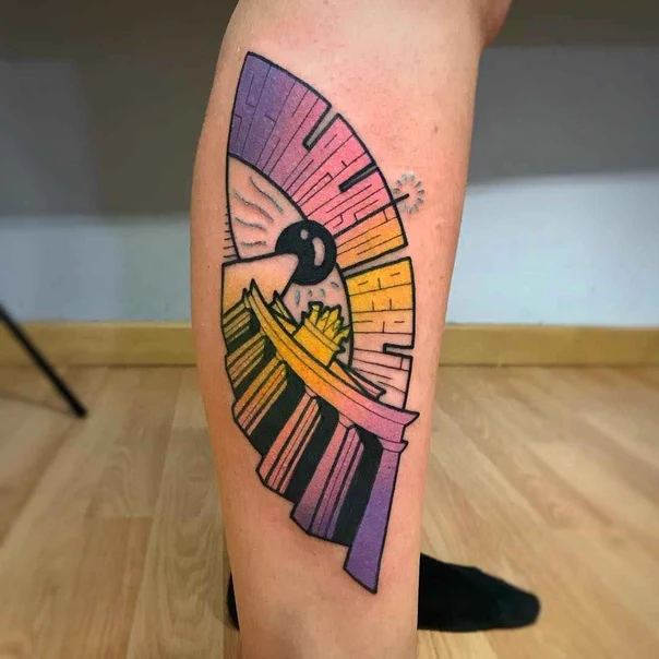 Abstract Geometric, Abstract tattoo on Calf