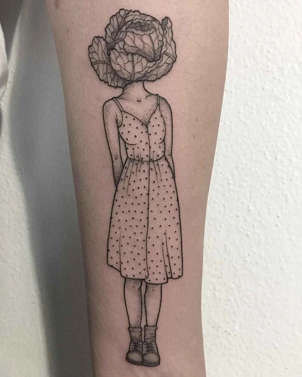 Linework Figure, Botanic tattoo on Forearm