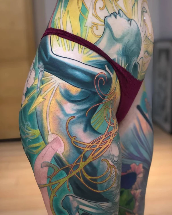 Illustrative Figure, Abstract tattoo on Thigh