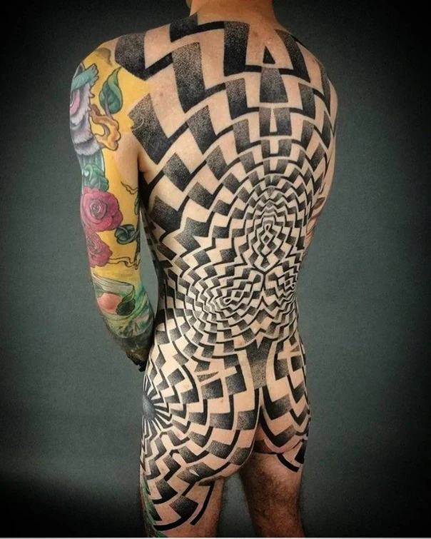 Geometric Geometric, Abstract tattoo on Full Back