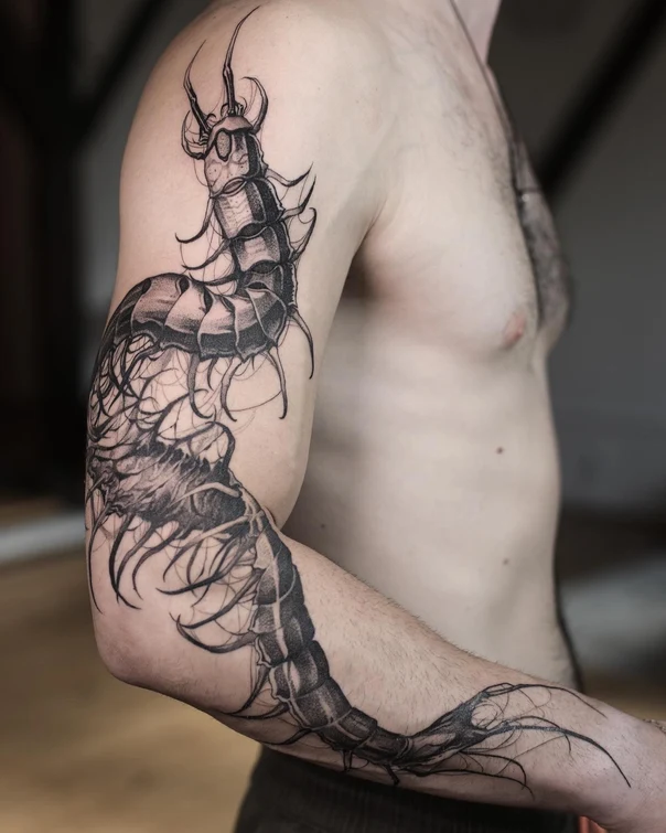 Biomechanical Insect, Creature tattoo on Full Sleeve