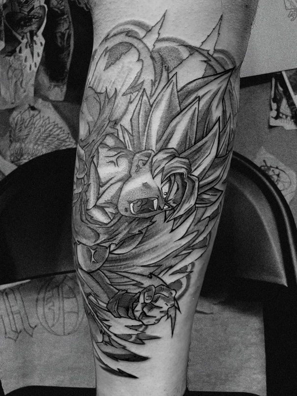 Anime Dragon ball z, Character tattoo on Calf