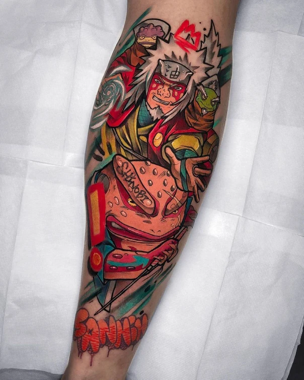 Anime Anime character, Frog tattoo on Forearm