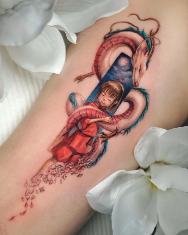 Anime Dragon, Character tattoo on Forearm