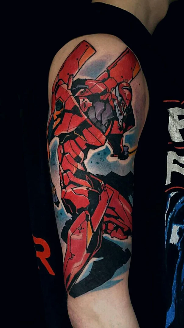 Anime Robot, Mecha tattoo on Upper Arm