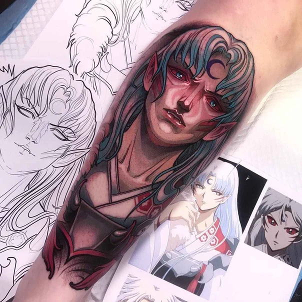 Anime Character, Portrait tattoo on Forearm