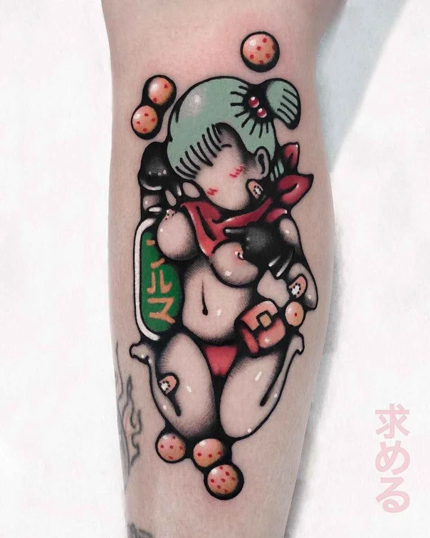 New School Anime, Character tattoo on Calf