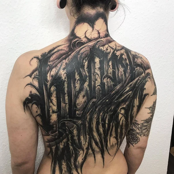 Blackwork Abstract, Gothic tattoo on Full Back