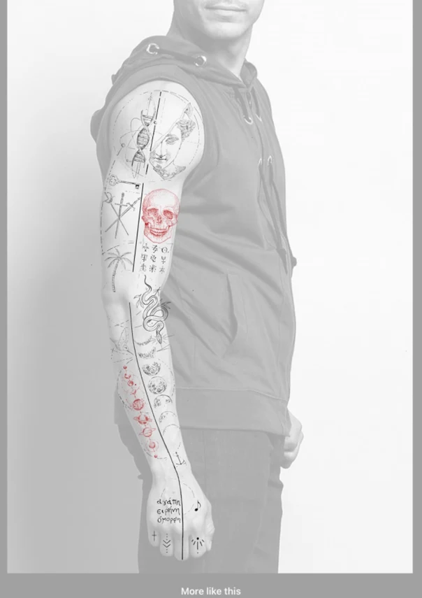 Sketch Skull, Dna tattoo on Full Sleeve