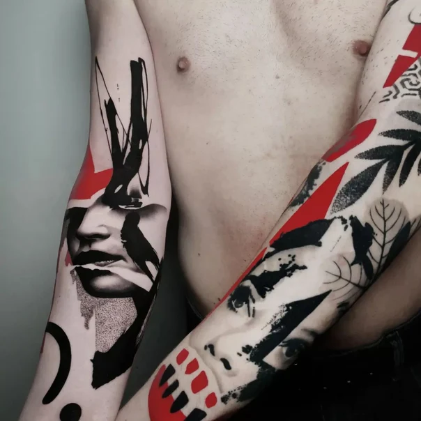 Abstract Face, Geometric tattoo on Forearm