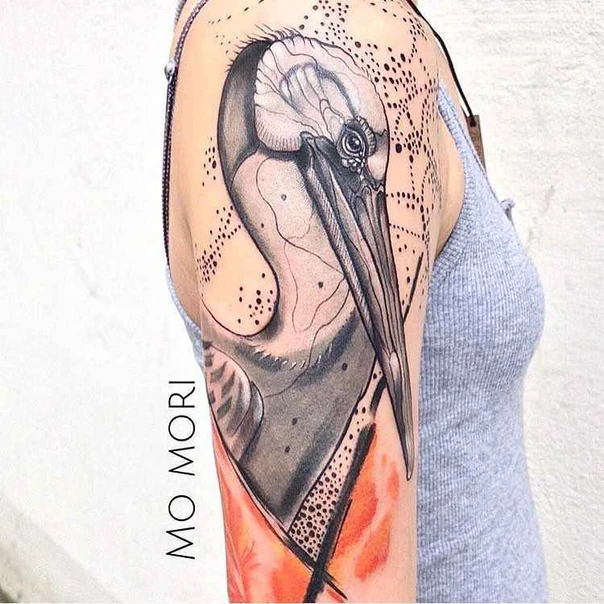 Black & Grey Bird tattoo on Upper Arm