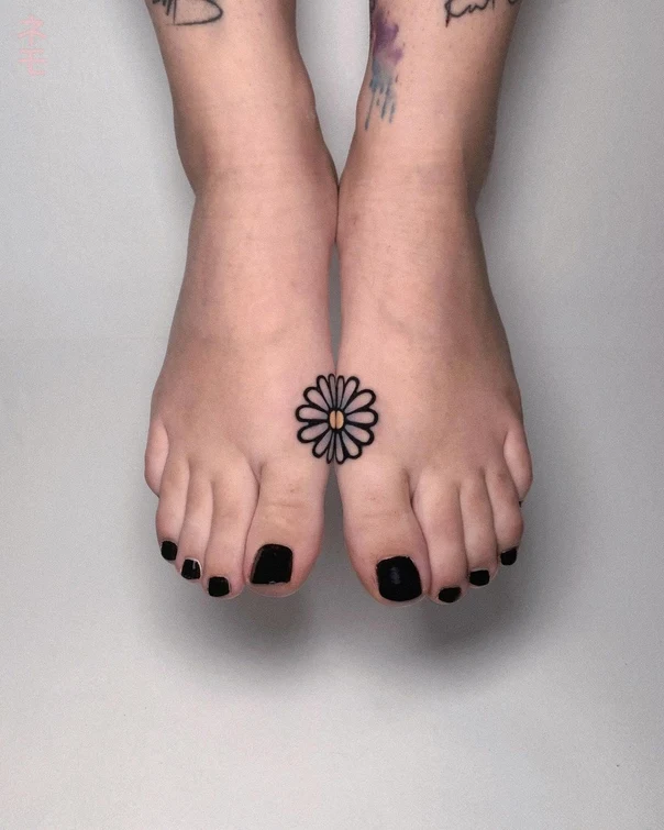 Linework Flower tattoo on Foot