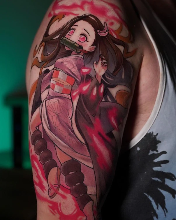 Anime Anime character, Kimono tattoo on Upper Arm