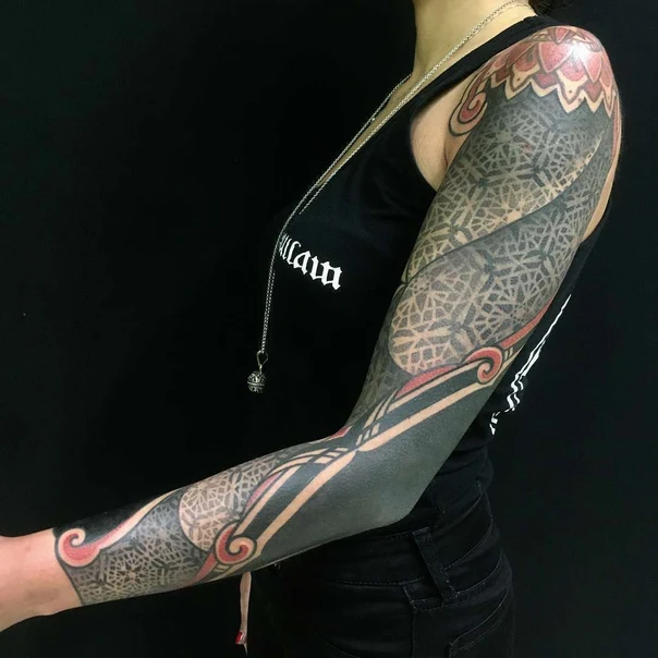 Blackwork Geometric, Abstract tattoo on Full Sleeve