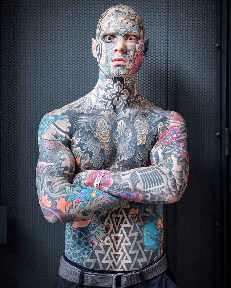 Тату модель Sylvain Hélaine , альтернативная мужская фото модель, татуированный парень | Франция