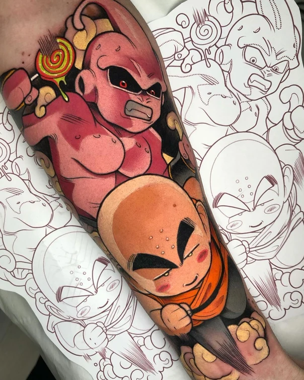 Anime Dragon ball z, Cartoon tattoo on Forearm