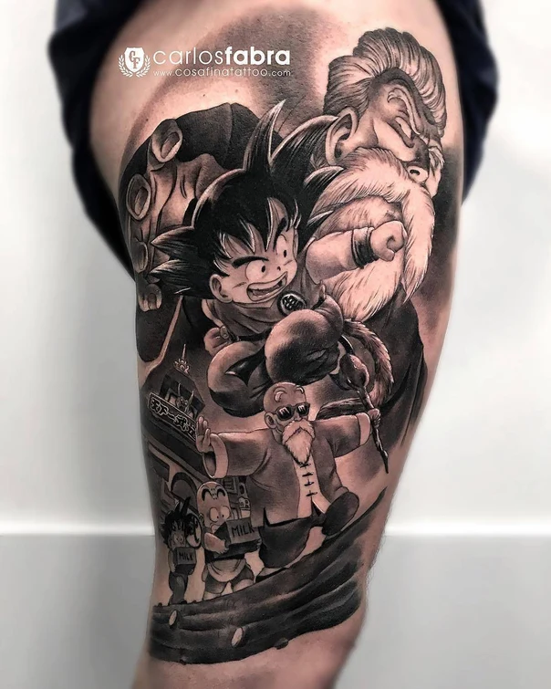 Anime Dragon ball, Characters tattoo on Thigh