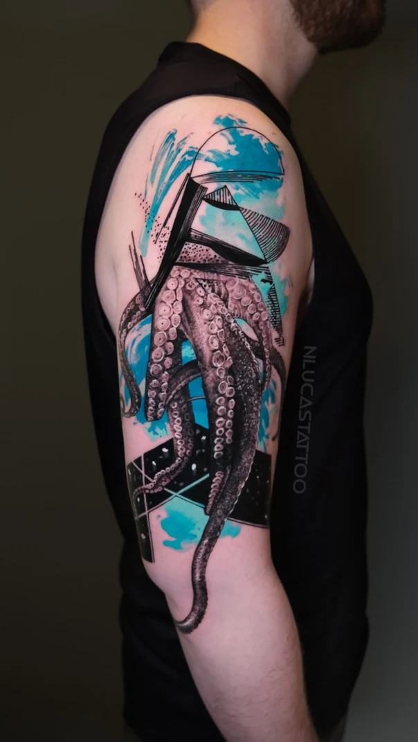 Abstract Octopus tattoo on Upper Arm