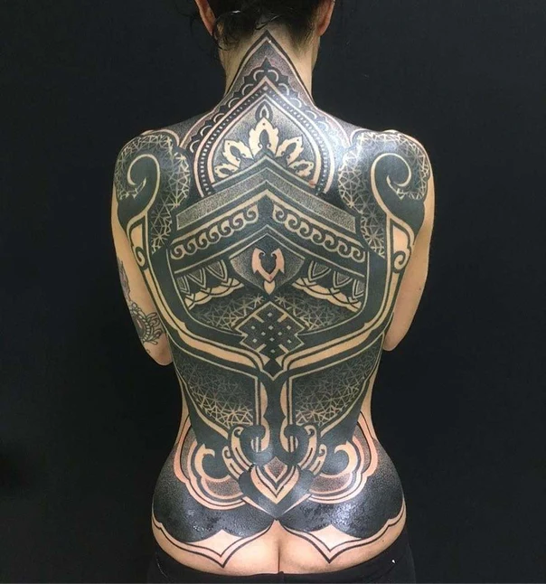Ornamental Geometric, Mandala tattoo on Full Back