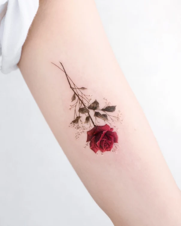 Botanic Rose, Flower tattoo on Forearm