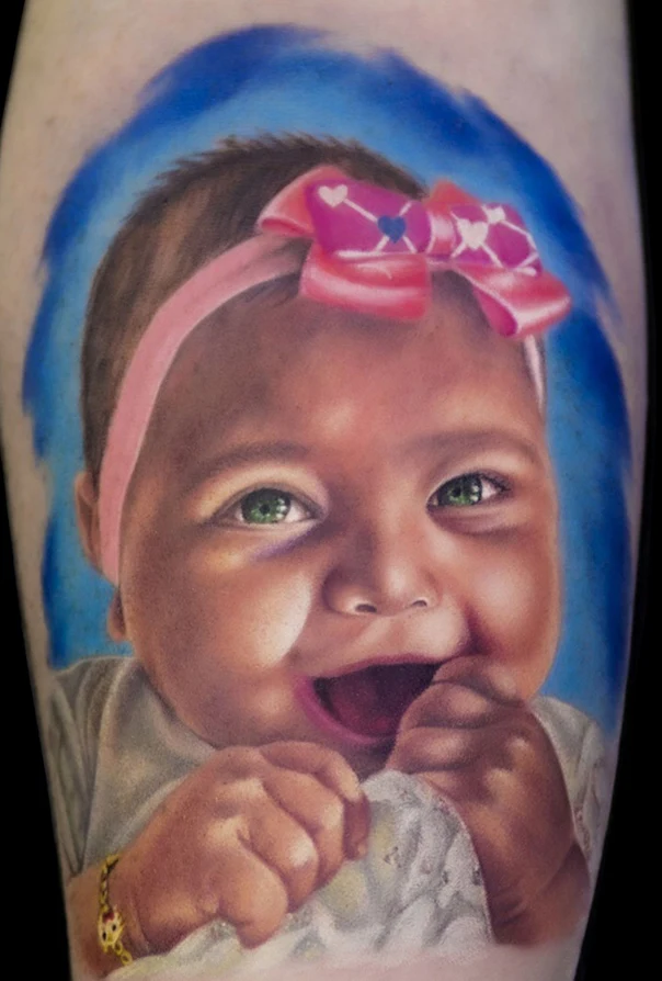 Realism Baby, Portrait tattoo on Forearm