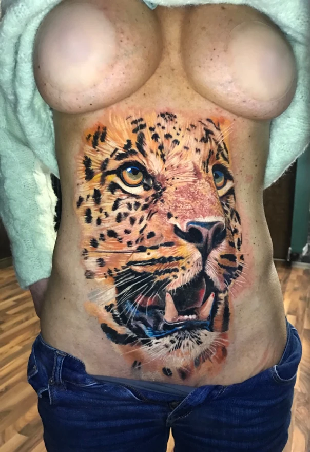 Realism Animal, Leopard tattoo on Stomach