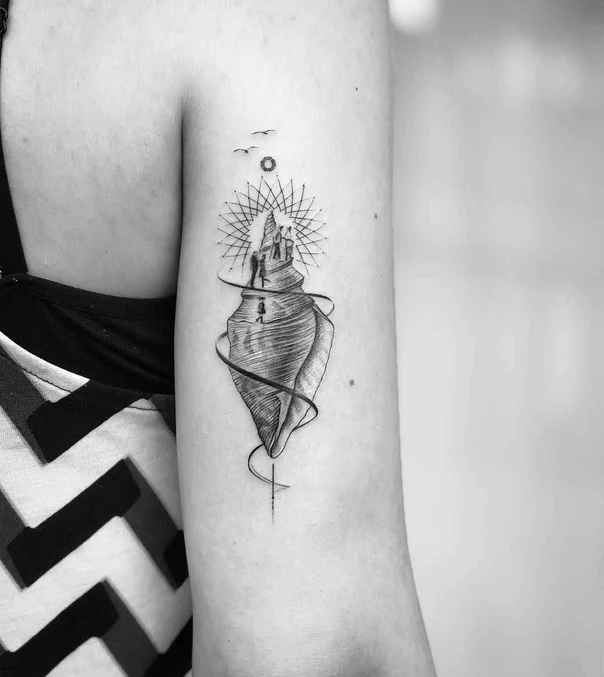 Fineline Shell, People tattoo on Upper Arm
