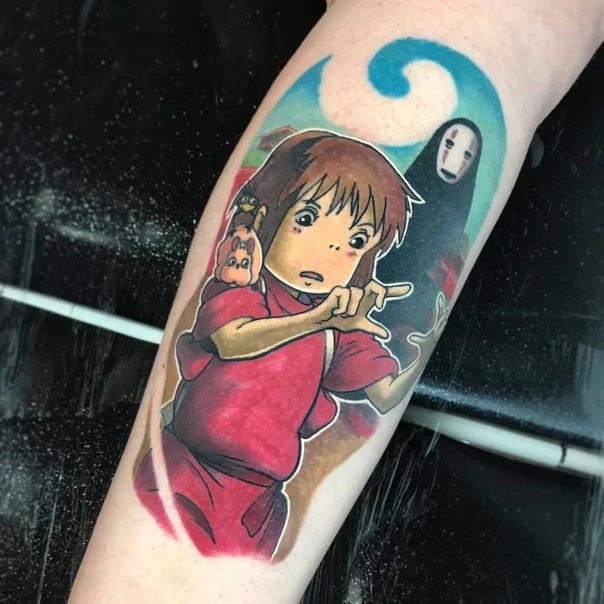 Anime Character, Spirited away tattoo on Forearm