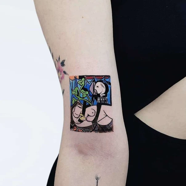 Cubism Figure, Plant tattoo on Forearm