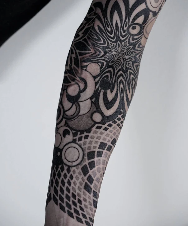 Abstract Geometric, Mandala tattoo on Forearm